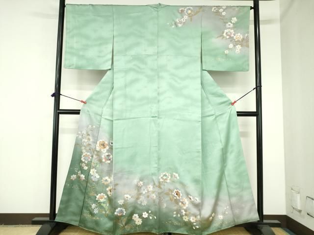 平和屋着物●訪問着　更紗花文　暈し染め　金彩　正絹　逸品　DABH0137op