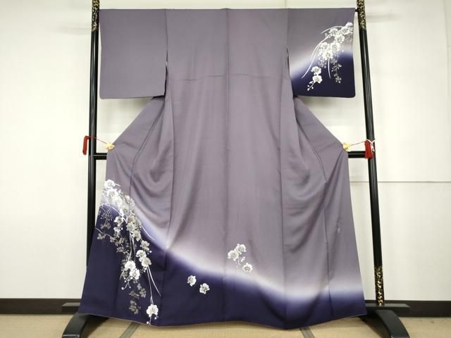 平和屋着物●訪問着　作家物　螺鈿　胡蝶蘭　暈し染め　金銀彩　正絹　逸品　AABJ6693cs