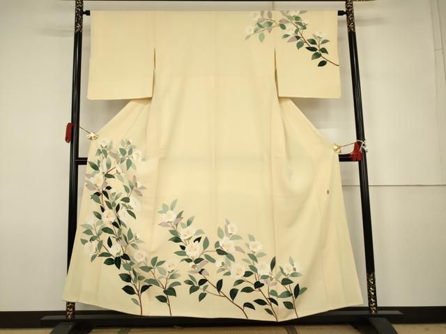 平和屋着物●本加賀友禅作家　成竹登茂男　訪問着　枝花文　椿　東武百貨店扱い　正絹　逸品　AABJ6695cs