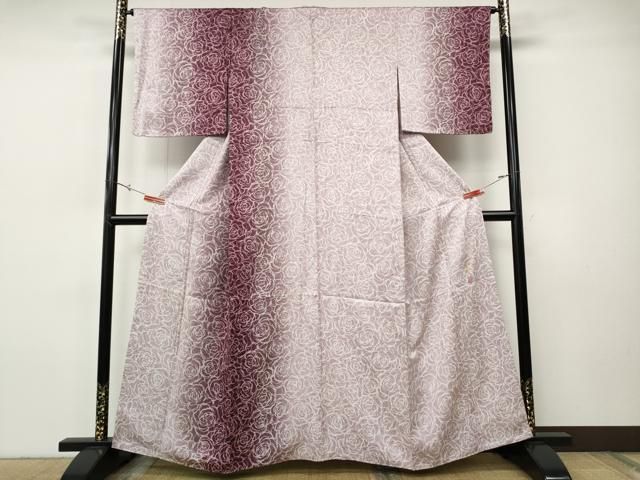 新品 湘南友禅内田芳光落款 正絹着物 ゆったりサイズ“彩を手に蔦”訪問着R+13 平和屋着物○湘南友禅 内田芳光 花煌路 訪問着 薔薇尽くし 暈し染め