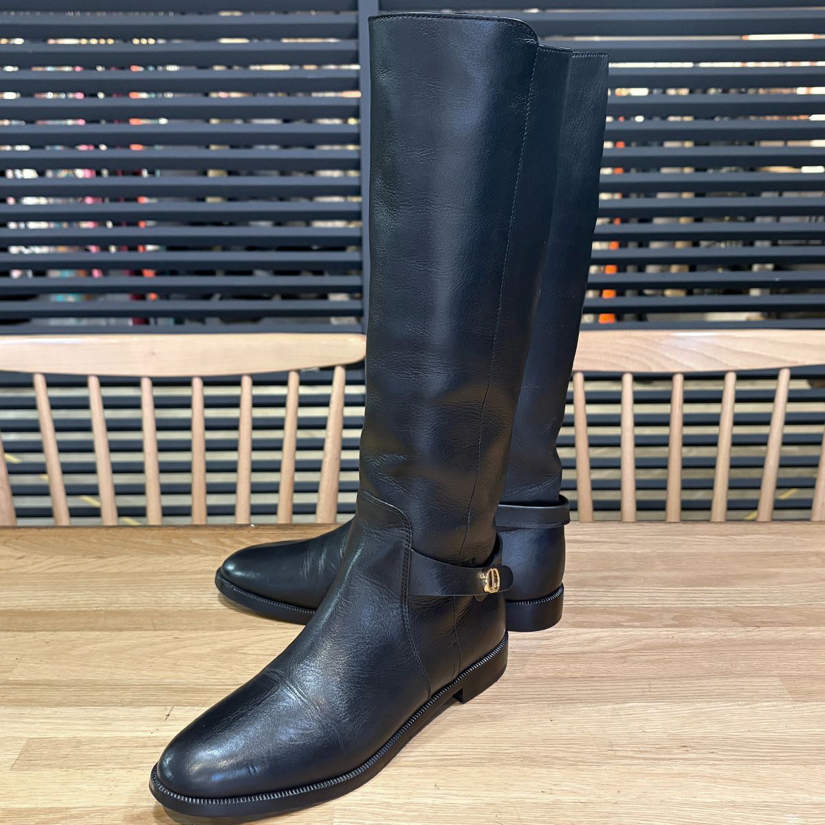 超美品 ディオール アンプラント ロングブーツ カーフ ブラック 36.5 約23.5cm KDI607VSO900365 黒 15274 52,800円