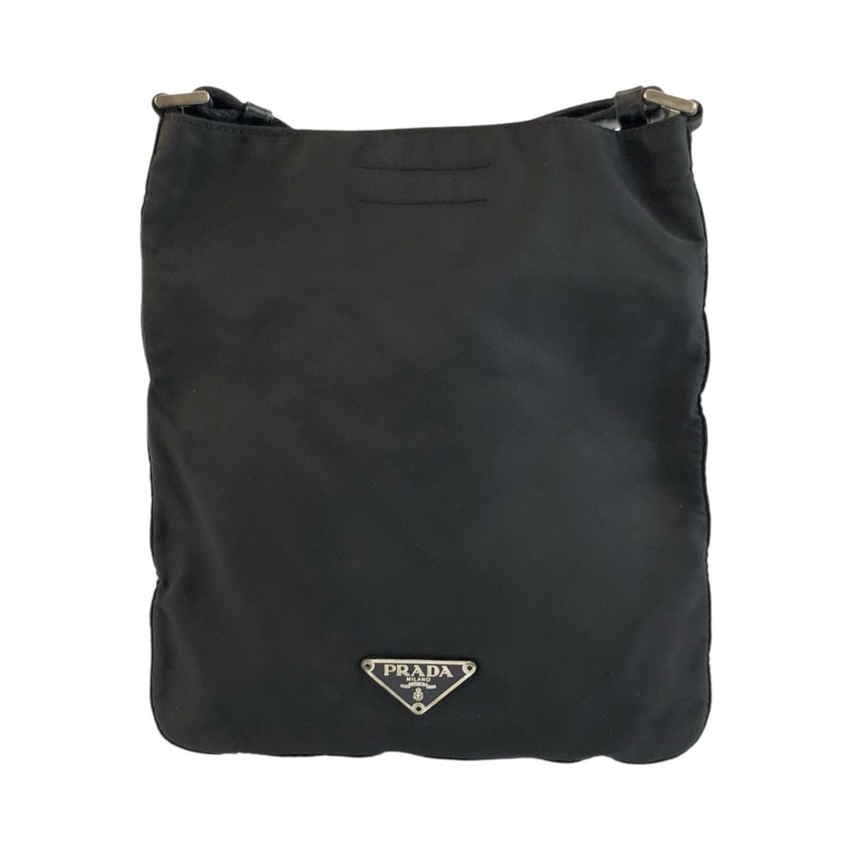 PRADA プラダ テスート 三角ロゴプレート ブラック 黒 シルバー金具