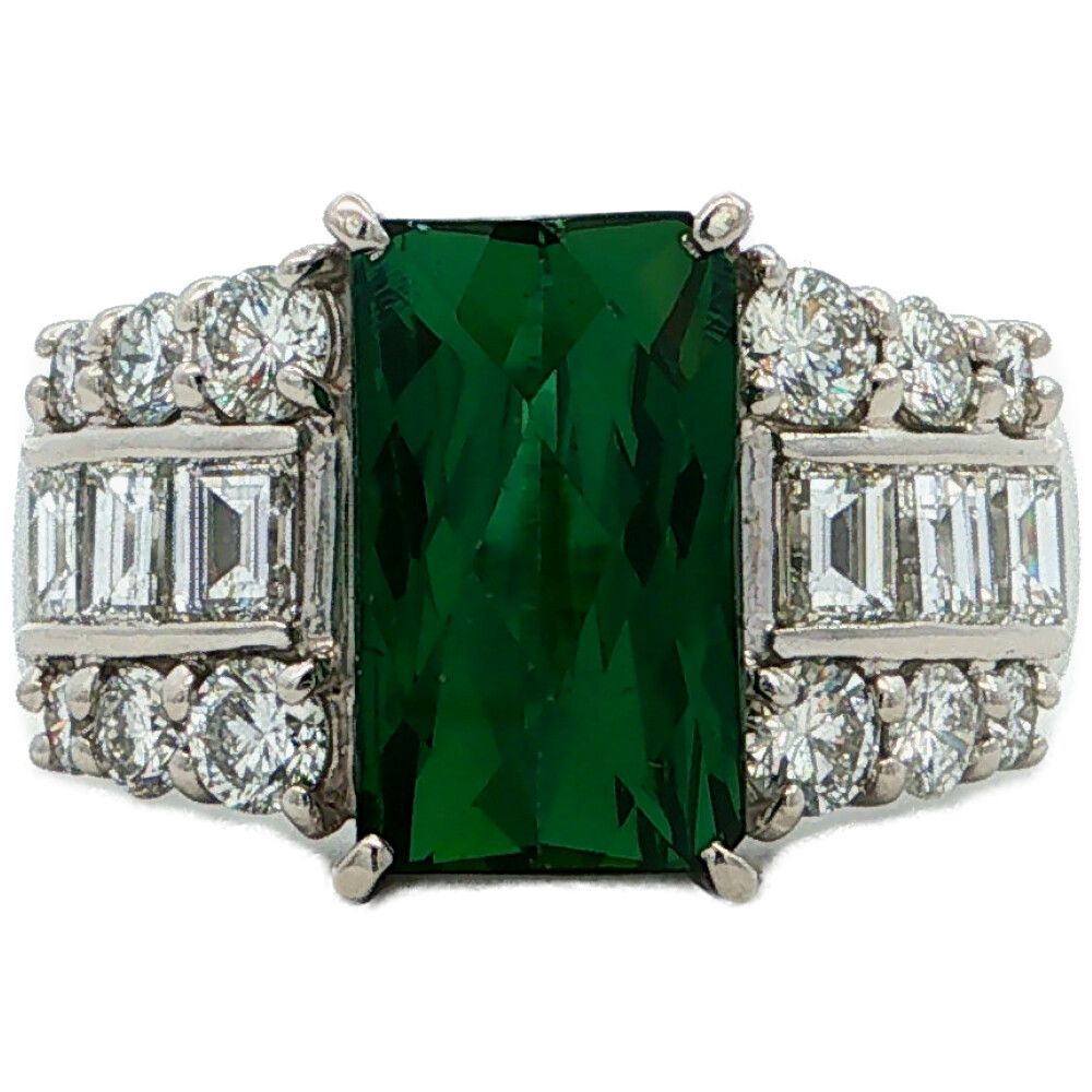 3.25ct 1.65ct 天然トルマリン ダイヤモンドリング 指輪 Pt900-14.0g 11号 #51 プラチナ【♀】【N】【レディース】★■616372【中古】