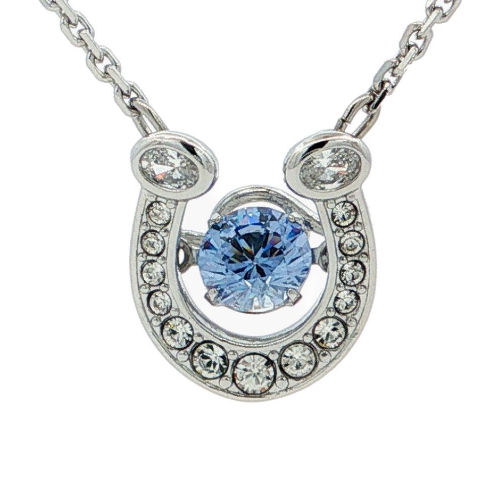 SWAROVSKI スワロフスキー ホースシュー 馬蹄 コスチュームジュエリーネックレス ペンダント 合金メッキ-3.9g シルバー【♀】【S】【レディース】★■618956【中古】