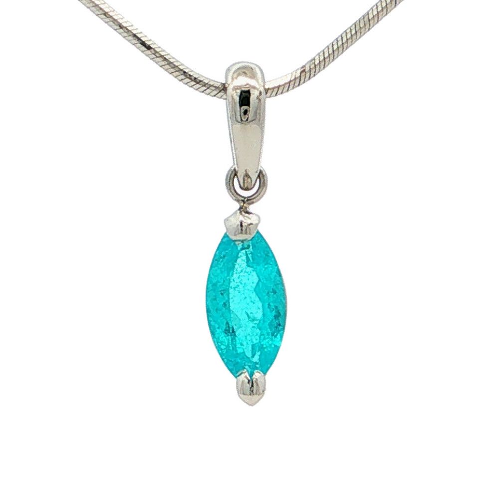 0.385ct 1P パライバトルマリンネックレス ペンダント Pt900-Pt850-3.5g ブルー【N】【メンズ・レディース】★■616306【中古】