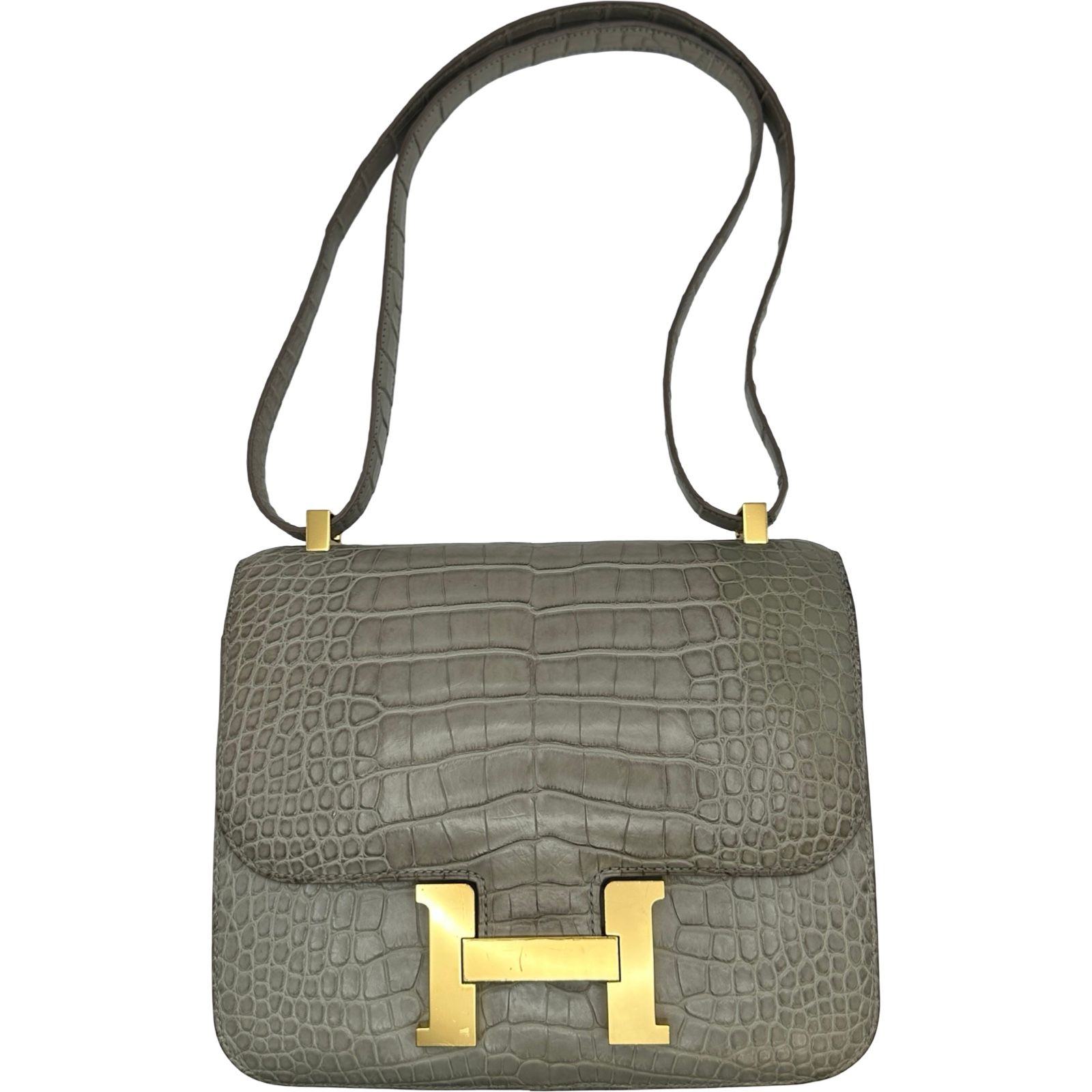 エルメス HERMES コンスタンス3 24 C刻印 グリペール/ゴールド金具 アリゲーターマット レディース ショルダーバッグ