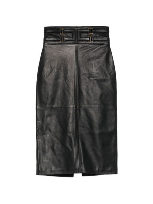 ELISABETTA FRANCHI レザーミディスカート 送料無料