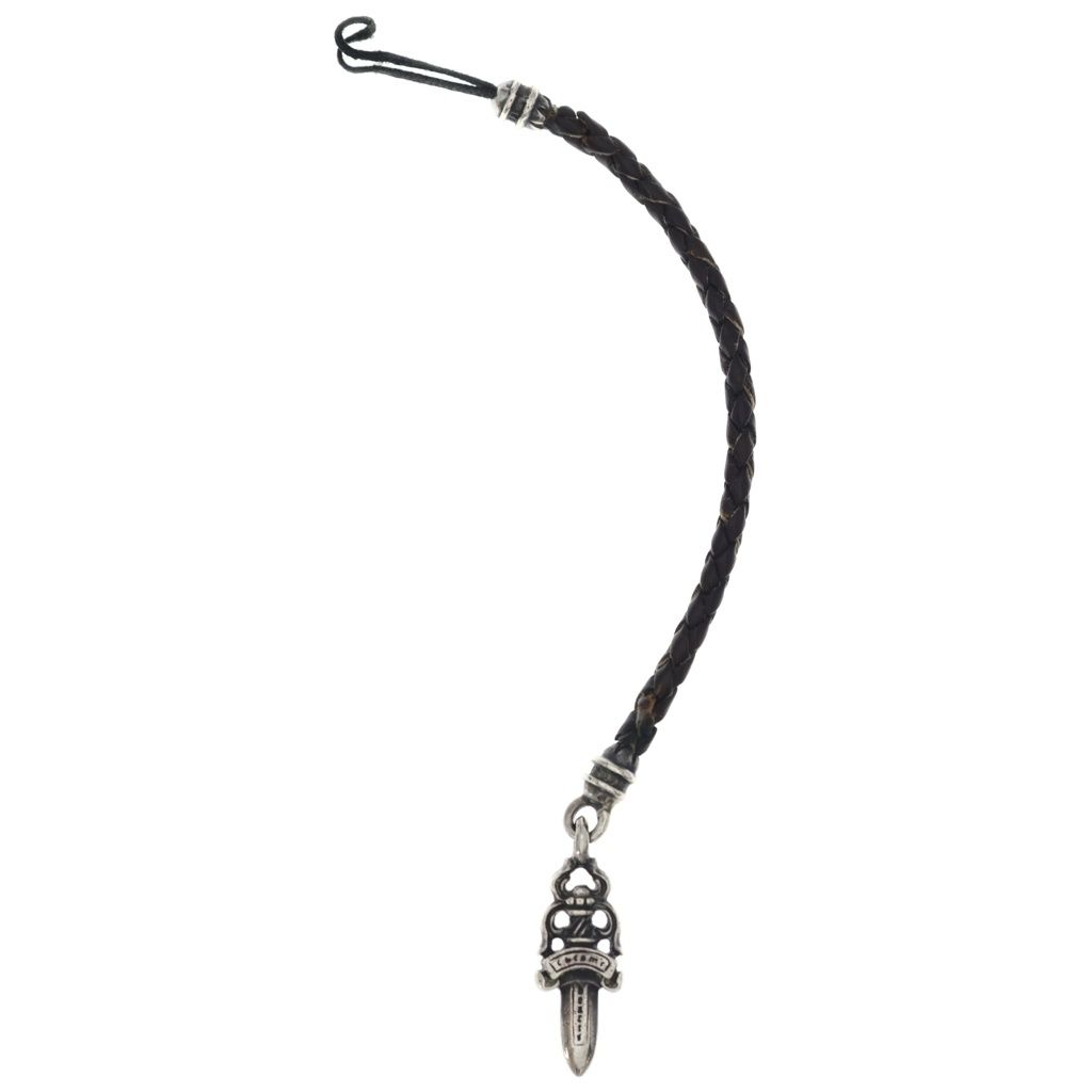 CHROME HEARTS (クロムハーツ) PHNSTRP DAGGER フォンストラップ ダガー 携帯ストラップ シルバー/ブラウン