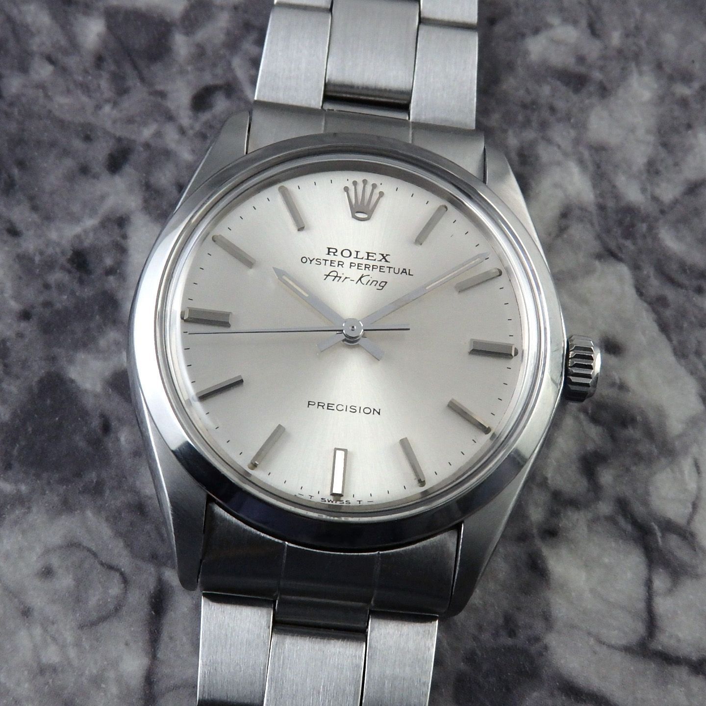 ロレックス エアキング シルバーダイヤル Ref.5500 自動巻 ノンデイト ヴィンテージ時計 1977年 Cal.1520 自動巻 ROLEX Air-King