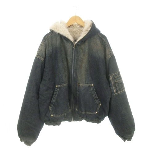 キキオ KIIKIO ブルゾンジャケット デニム 黒 ブラック フーディ 内側キルティング /MN12 ■GY01