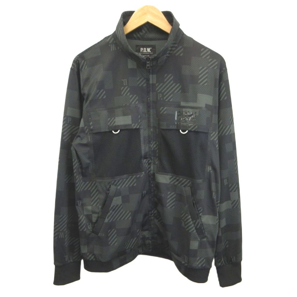 アヴィレックス AVIREX VENTIRATION SYSTEM JACKET ジップアップジャケット 上着 L 黒 ブラック カモフラ柄 メッシュポケット 長袖 /MD ■GY19