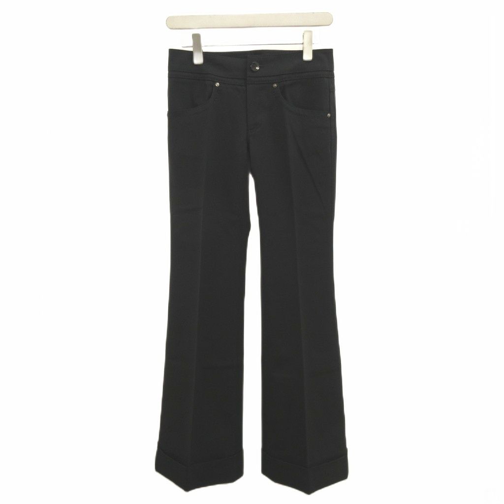バーバリーブラックレーベル BURBERRY BLACK LABEL パンツ 36 黒 ブラック ローアップ 無地 フレアシルエット /NP ■GY19