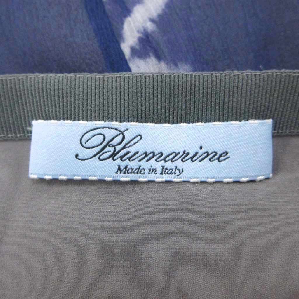 ブルマリン Blumarine フリル巻きスカート 絹 シルク 38 紺 ネイビー