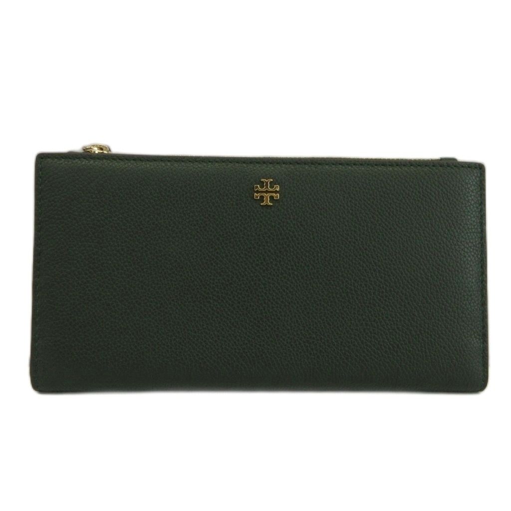 トリーバーチ TORY BURCH 長財布 二つ折り レザー ロゴ ゴールド金具 緑 グリーン /XZ ■GY18