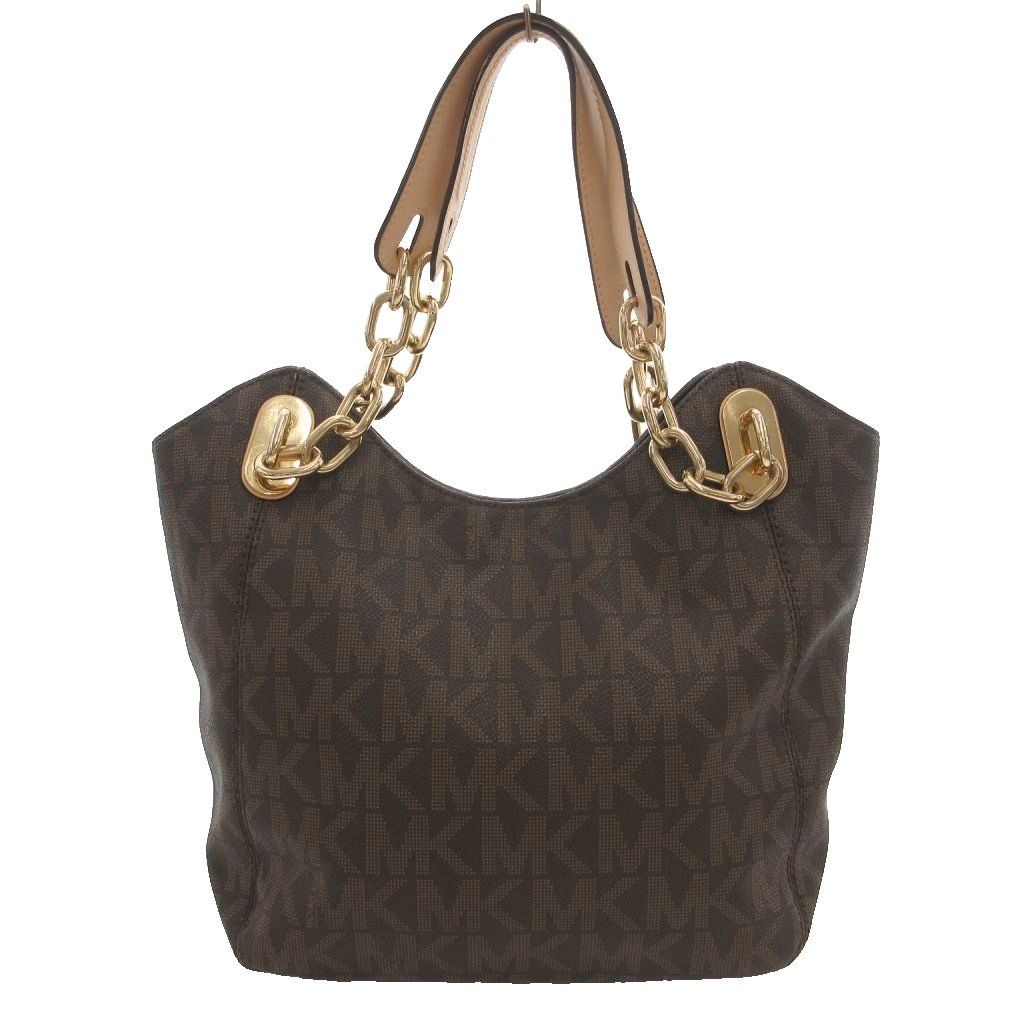 マイケルマイケルコース Michael michael kors リリー ハンドバッグ トート シグネチャー柄 肩掛け 手提げ ダークブラウン ロゴ総柄 チェーンストラップ 35S2GLLT3B /SD ■G