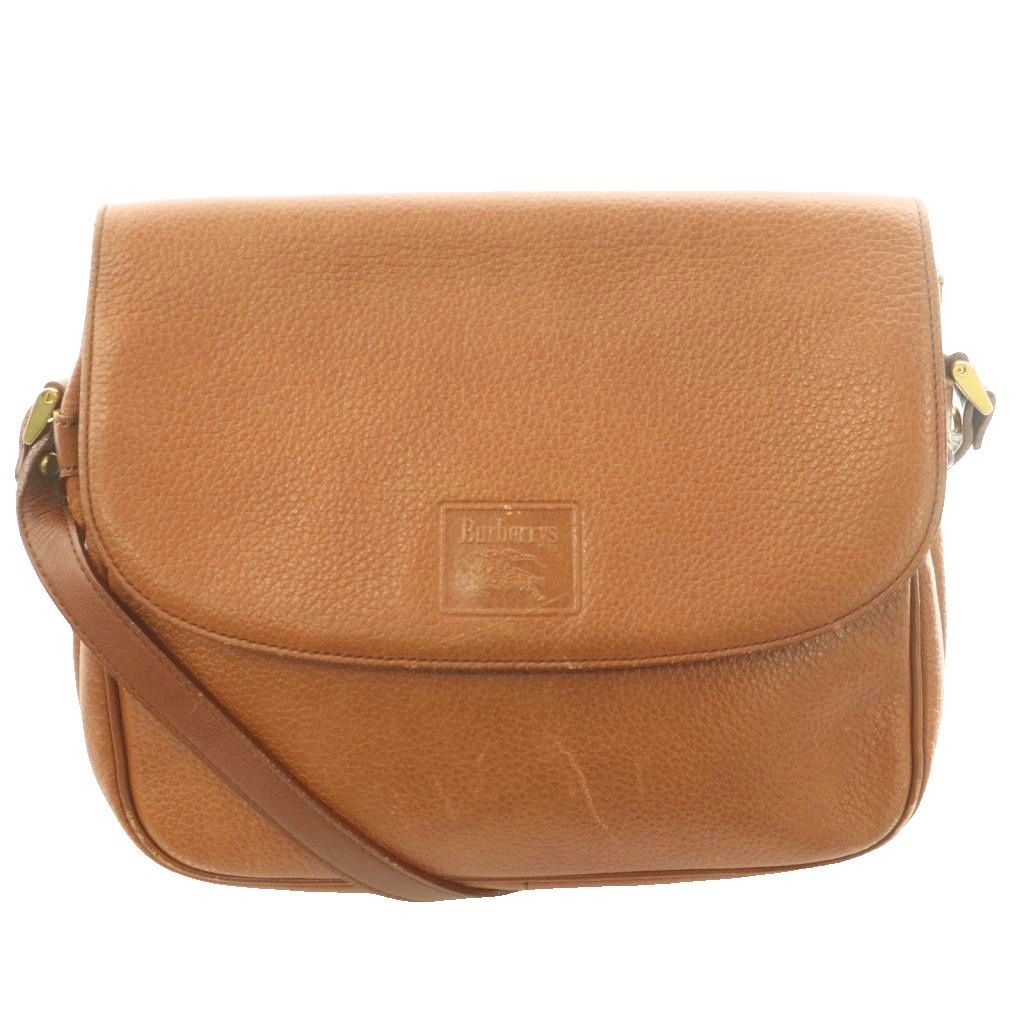 バーバリーズ Burberrys ヴィンテージ ショルダーバッグ マグネットボタン ロゴ レザー 茶 ブラウン /SS ■OS ■GY18