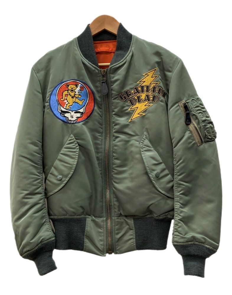 トイズマッコイ TOYS McCOY × Grateful Dead グレイトフル デッド Type MA-1 Reversible Flight Jacket リバーシブル フライト ジャケット ジップアップ 緑 刺繍 グリーン XS 104MT-3377