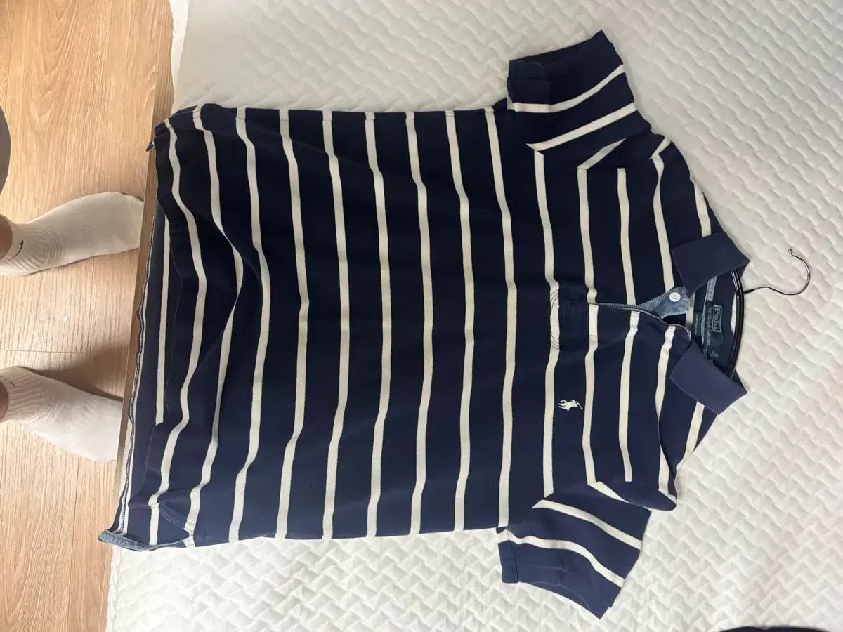 ポロラルフローレン ネイビー ストライプ 半袖 カラーTシャツ