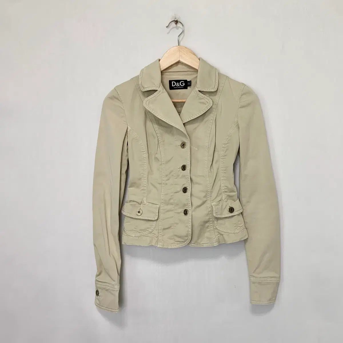 Dolce&Gabbana ドルチェ＆ガッバーナ ベージュ トレンチ シャーリング クロップド スリム コットン トレンチst ジャケット XS