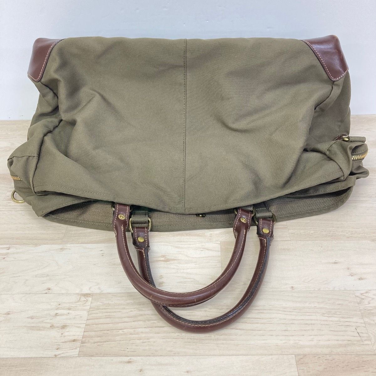 SAZABY サザビー　2WAY レザー ボストンバッグ　ショルダーバッグ 茶 SAZABY サザビー 2WAY ボストンバッグ/ショルダーバッグ カーキ