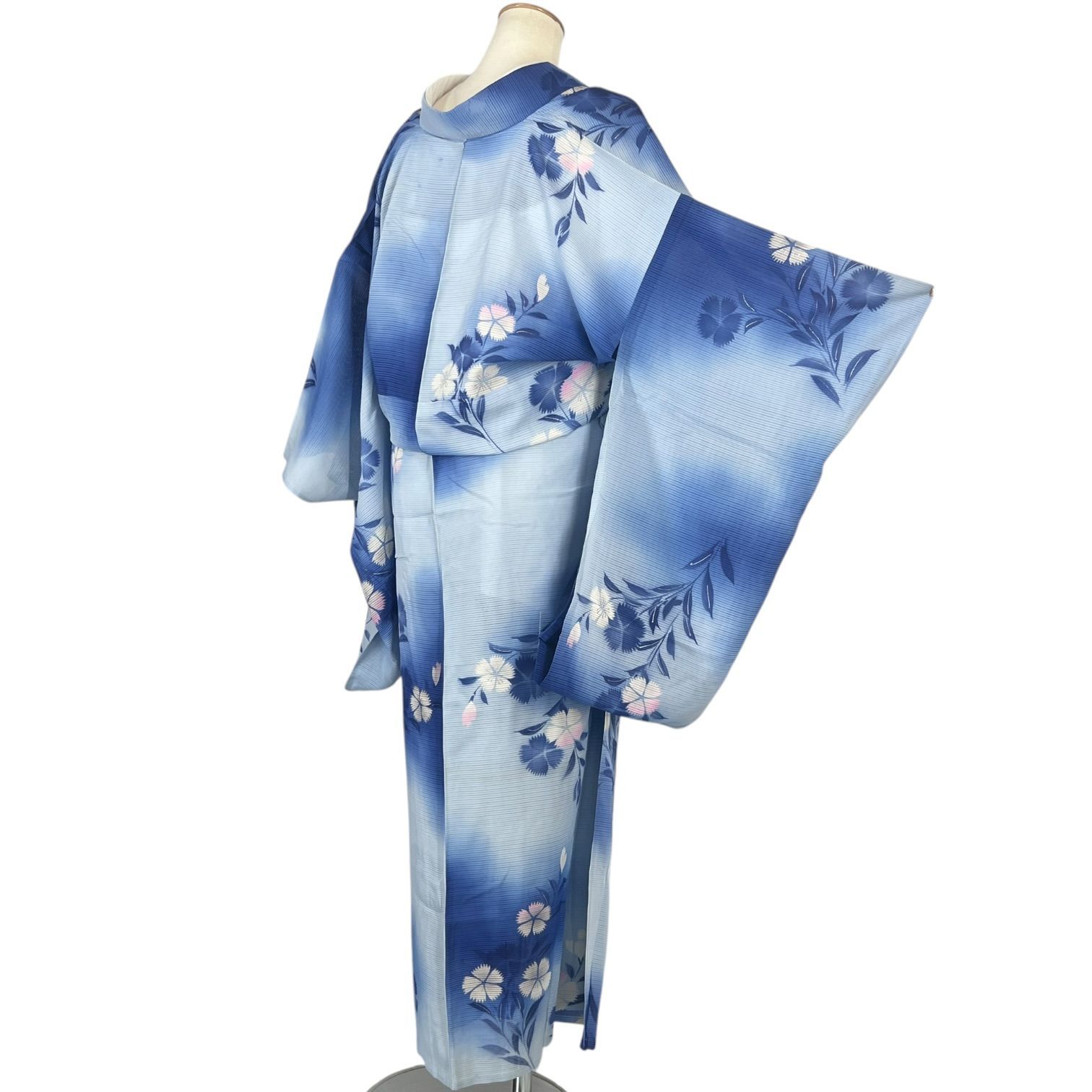 夏着物 小紋 撫子 絽 セミアンティーク 着物 - メルカリ