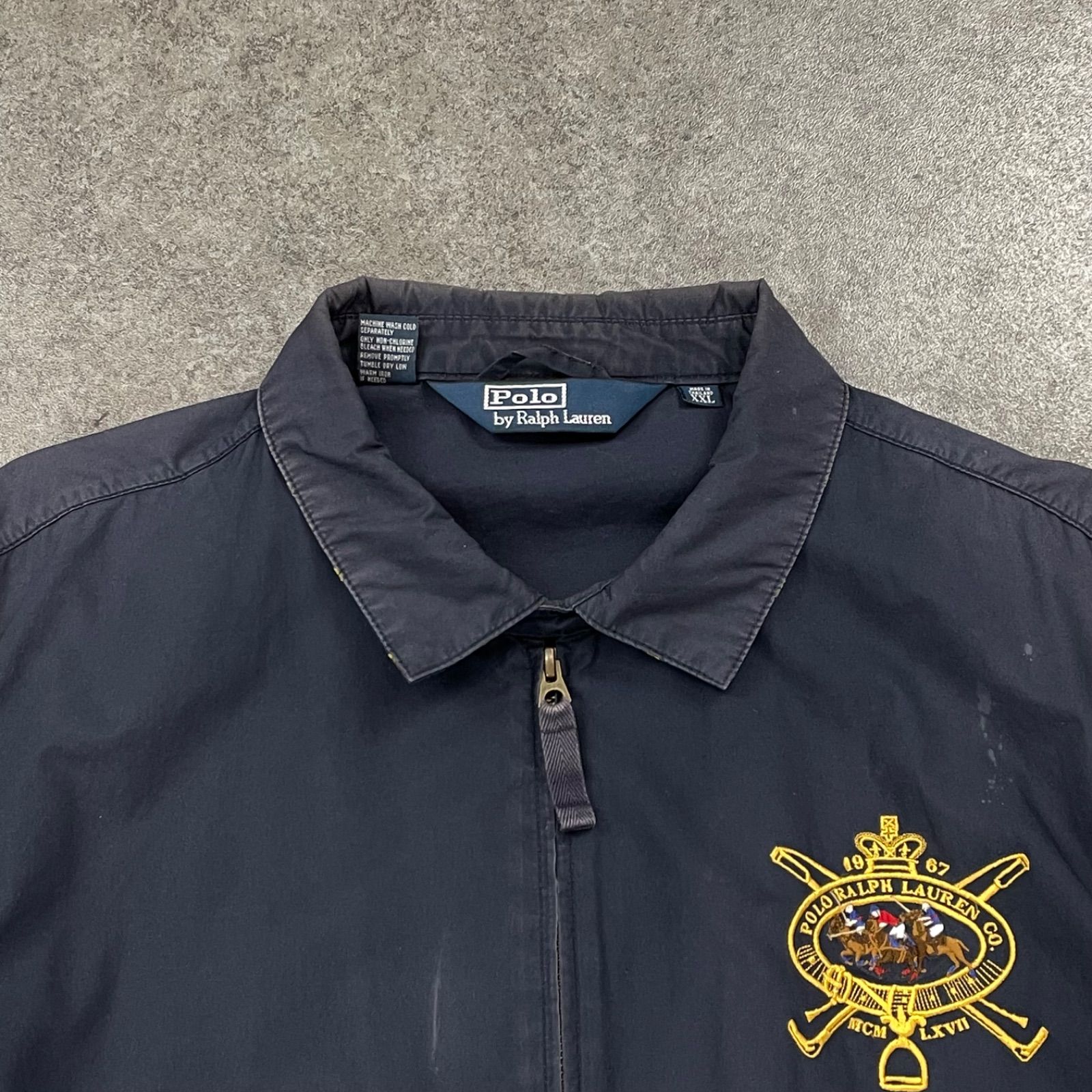 ポロバイラルフローレン　スイングトップ　ポニー刺繍　ネイビー　フェード　雰囲気◎ 90s Vintage Polo by Ralph Lauren ポロバイラルフローレン スウィング
