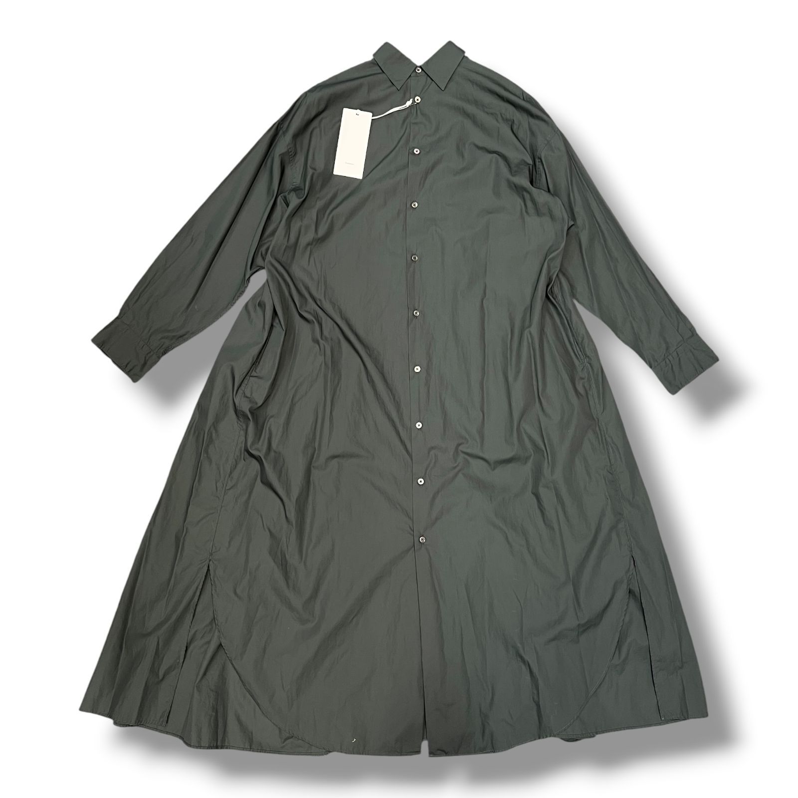 参考上代37,400円 未使用品 Graphpaper Broad Regular Collar Oversized Shirt Dress ブロードレギュラーカラーオーバーサイズシャツドレス グラフペーパー GL241-60008B チャコールグレー 00