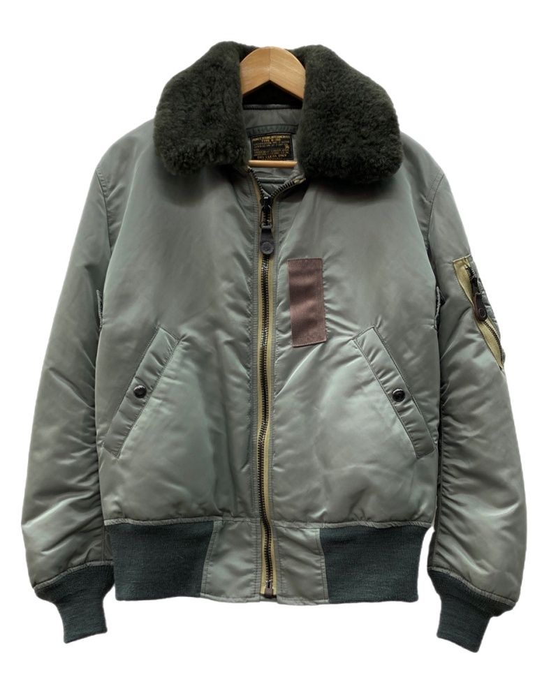 トイズマッコイ TOYS McCOY B-15D Flight Jacket フライト ジャケット ジップアップ 襟ボア ミリタリー プレーンモデル アウター 空軍 緑 サイズ36 ジャケット プリント グリーン 104MT-3379