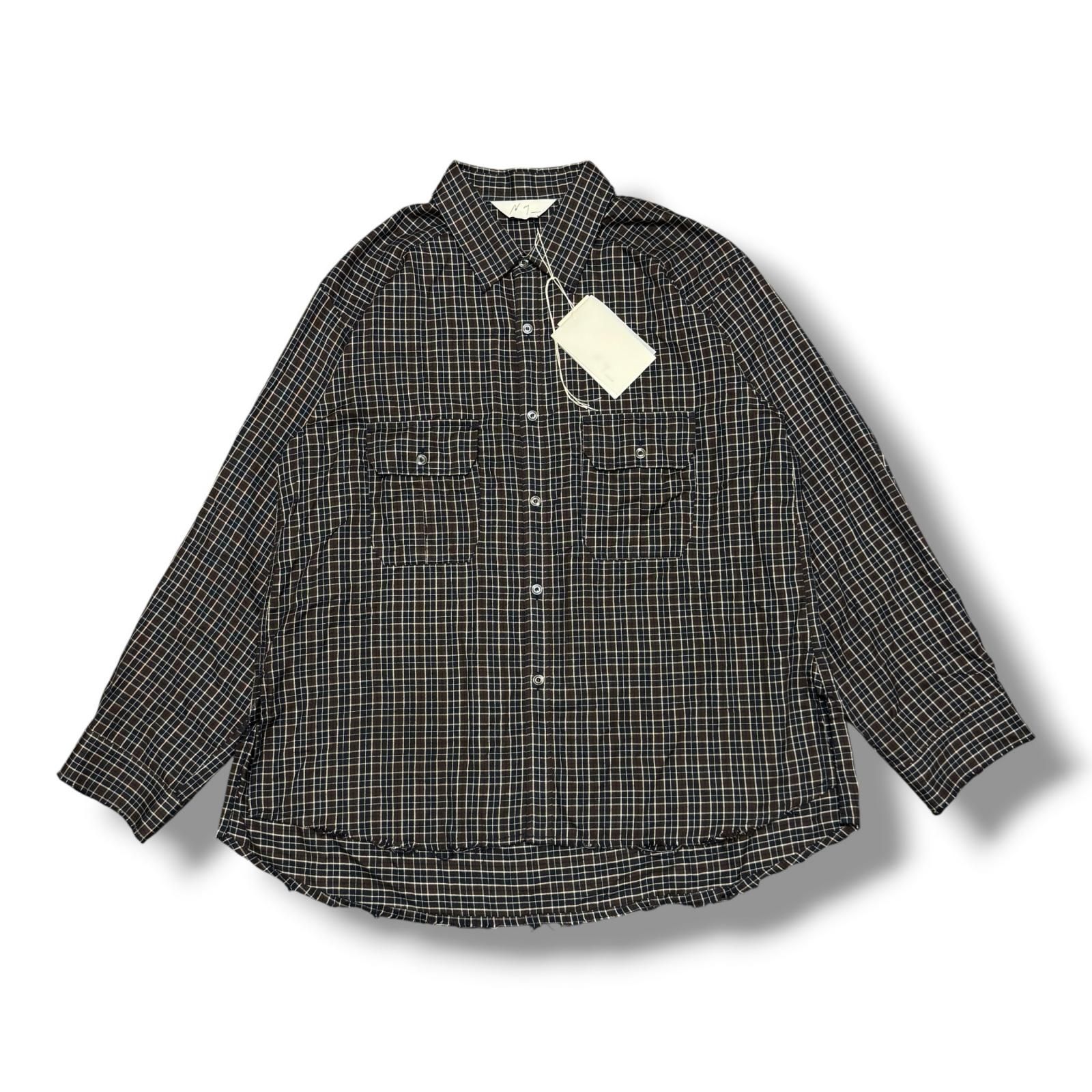 参考上代40700円 ANCELLM 26SS NEL CHECK OVER WORK SHIRT ネル 