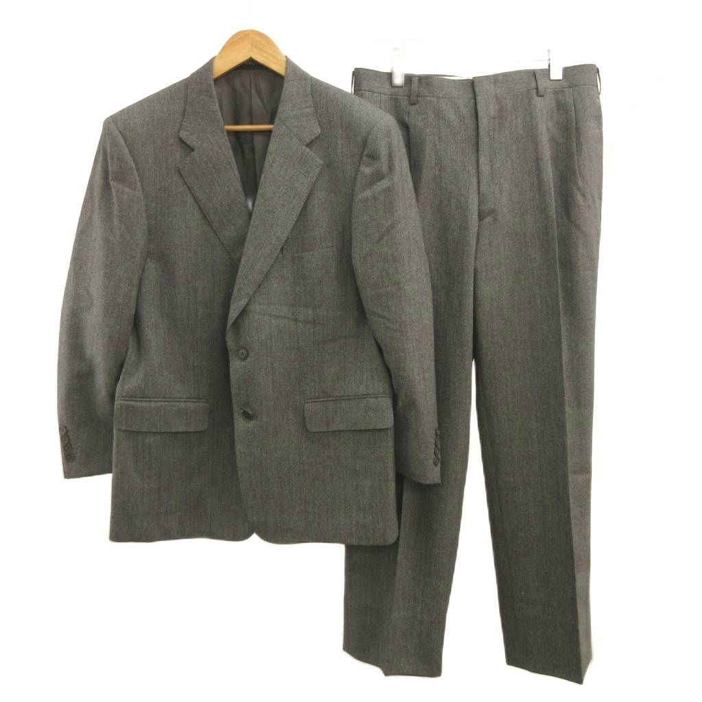 アクアスキュータム AQUASCUTUM 594 パンツスーツ テーラードジャケット スラックス セットアップ ウール シングルボタン 2B フォーマル 96AB5 茶 ブラウン 無地 長袖 /YU ■GY5