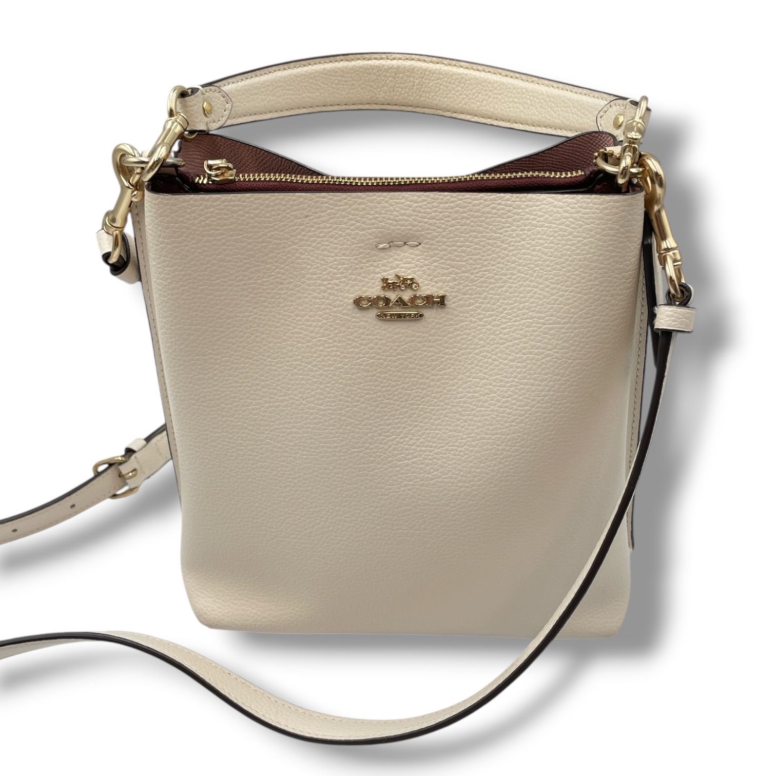 【COACH】コーチ モリーバケットバッグ　アイボリー　ホワイト2way 美品 COACH コーチ モリーバケットバッグ ショルダーバッグ ハンドバッグ