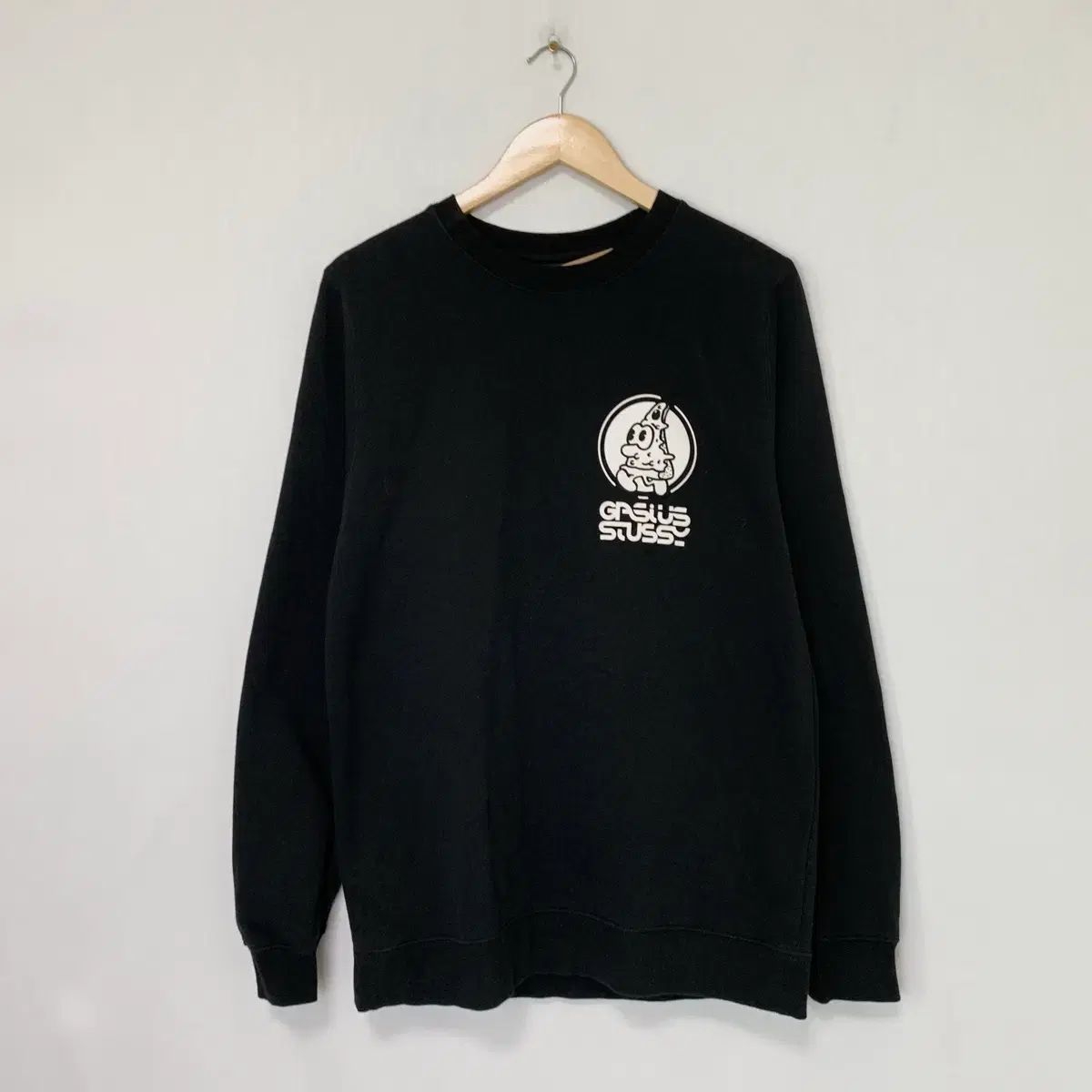 STUSSY キャラクター プリンティング 起毛 スウェット ブラック メンズ M ヴィンテージ ユニセックス