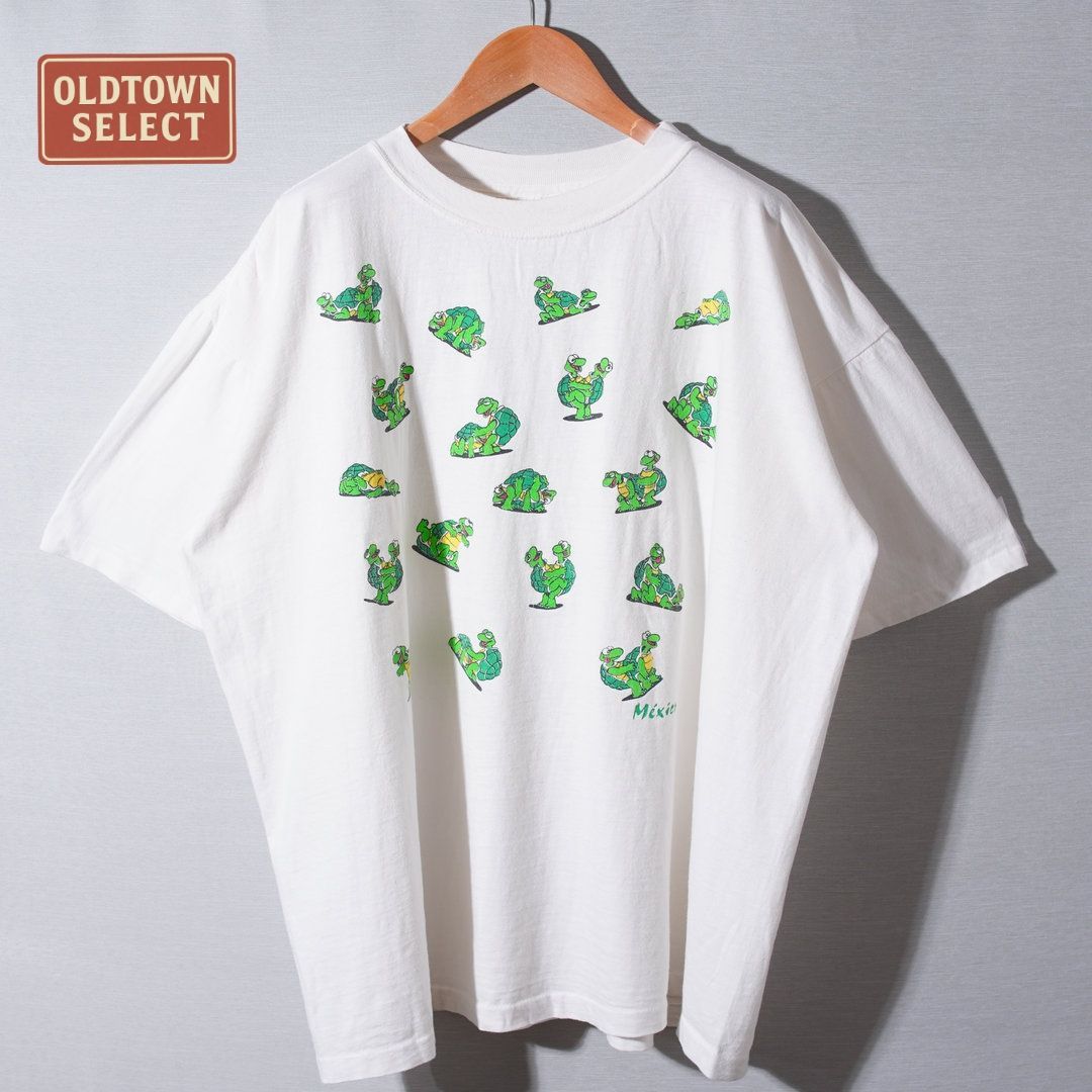 90s 四十八手 Tシャツ エロT XXL ホワイト ヴィンテージ Vintage CARIBE CARIBBEAN アニマル 亀 ヴィンテージT キャラT オーバーサイズ ビッグシルエット アメカジ ストリート 古着 T342