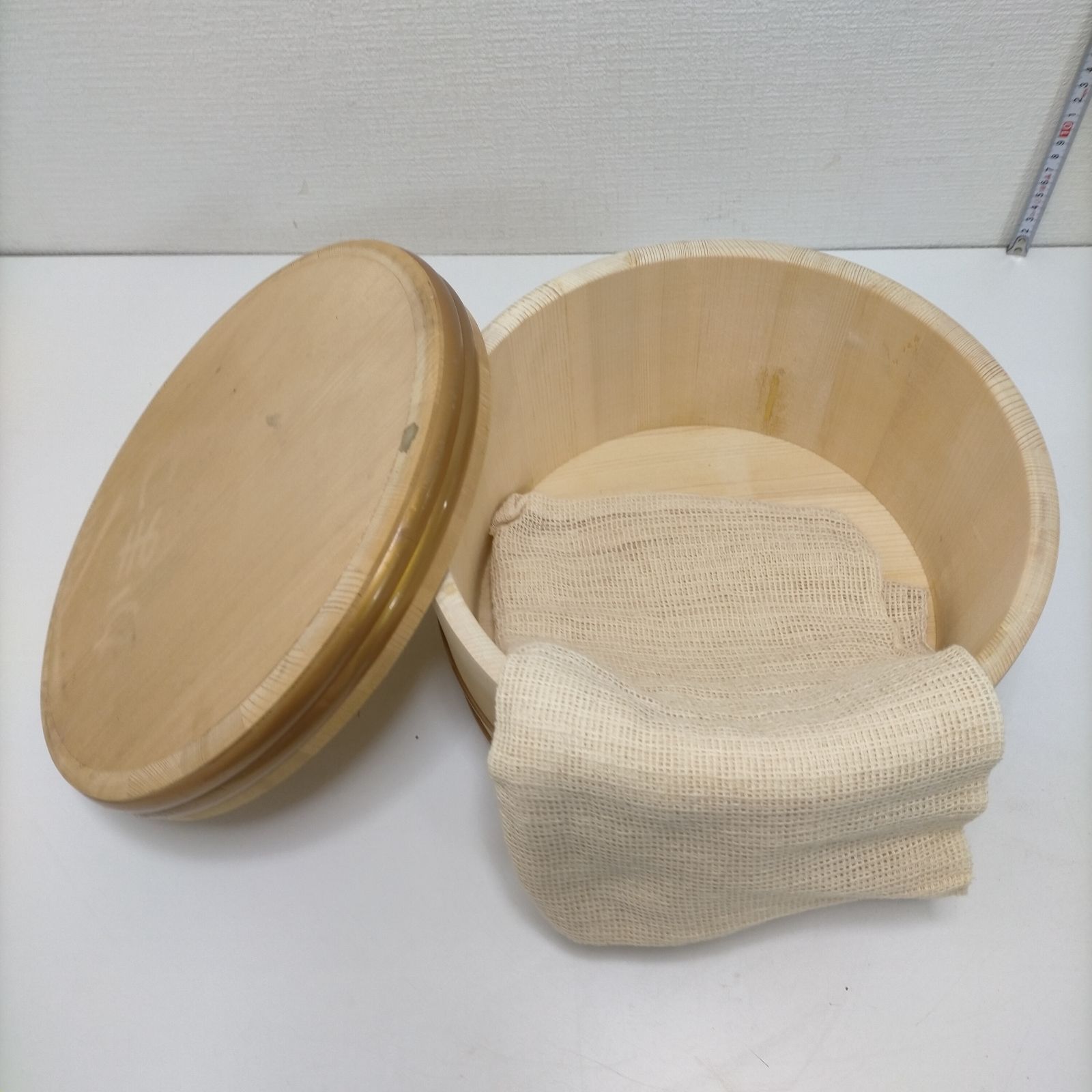 木製寿司桶 飯台 飯切り桶 すし桶 約30cm 木蓋付き さらし布付き 酢飯 