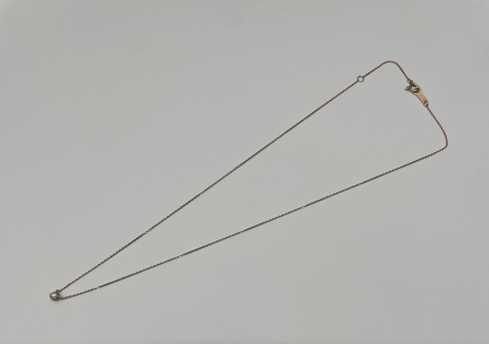 【美品】4℃ ヨンドシー K10 一粒ダイヤモンド ネックレス 0.1ct 40cm