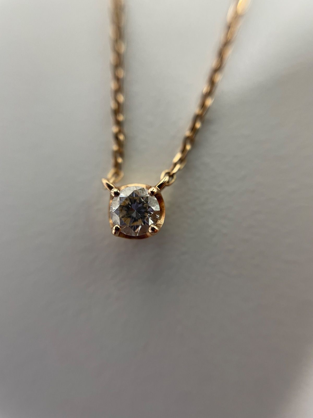 美品】4℃ ヨンドシー K10 一粒ダイヤモンド ネックレス 0.1ct 40cm 