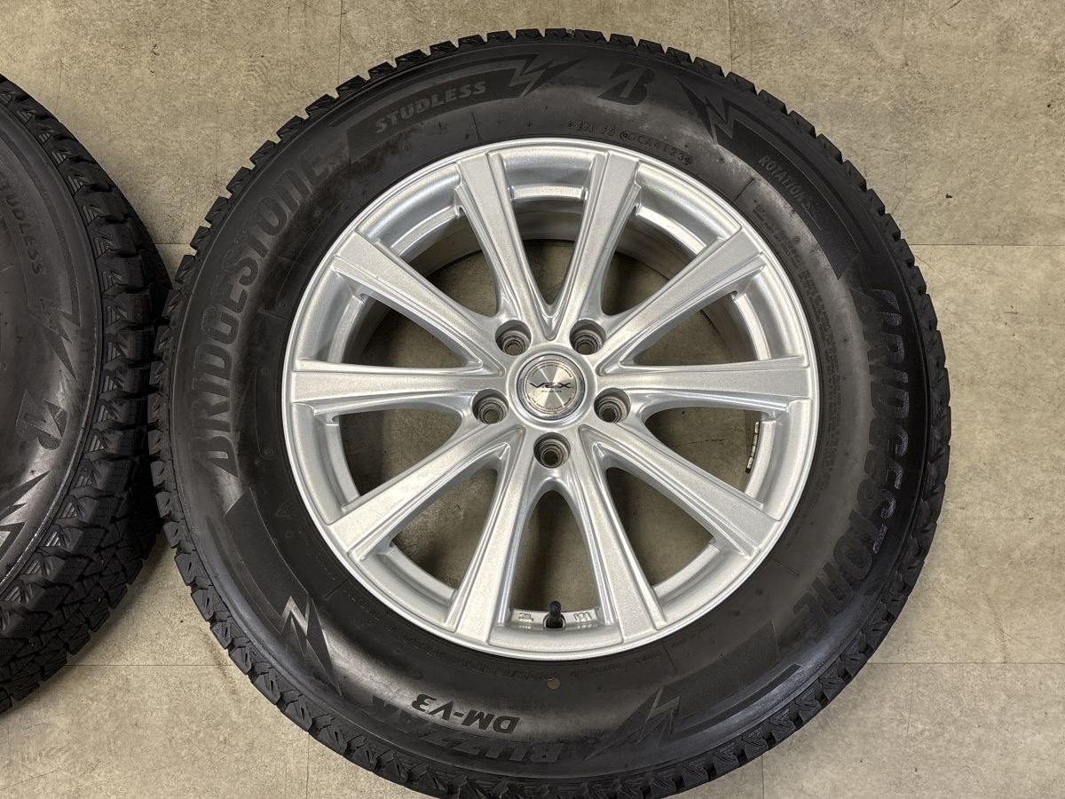 良品【ブリヂストン】ブリザックDM-V2 エクストレイル他 ◆225/65R17・17×7J+45◆バリ溝/ガリ無し バリ溝】VEX 17in 7J +48 PCD114.3 2023年製 ブリヂストンブリザック