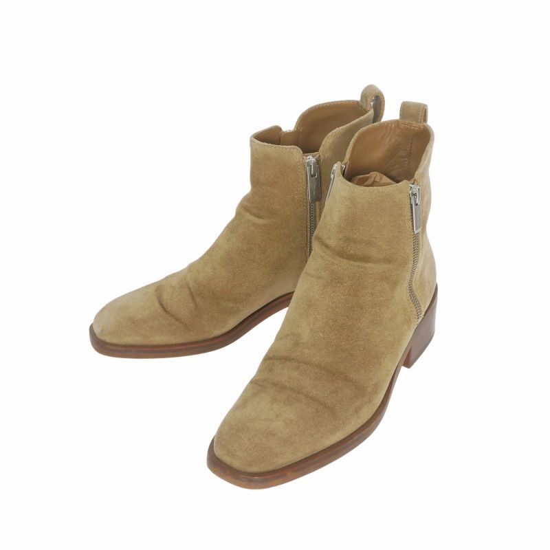3.1 フィリップリム 3.1 phillip lim Alexa サイドジップ スエード アンクル ショートブーツ 靴 37.5 ベージュ SHP9-T599SUS