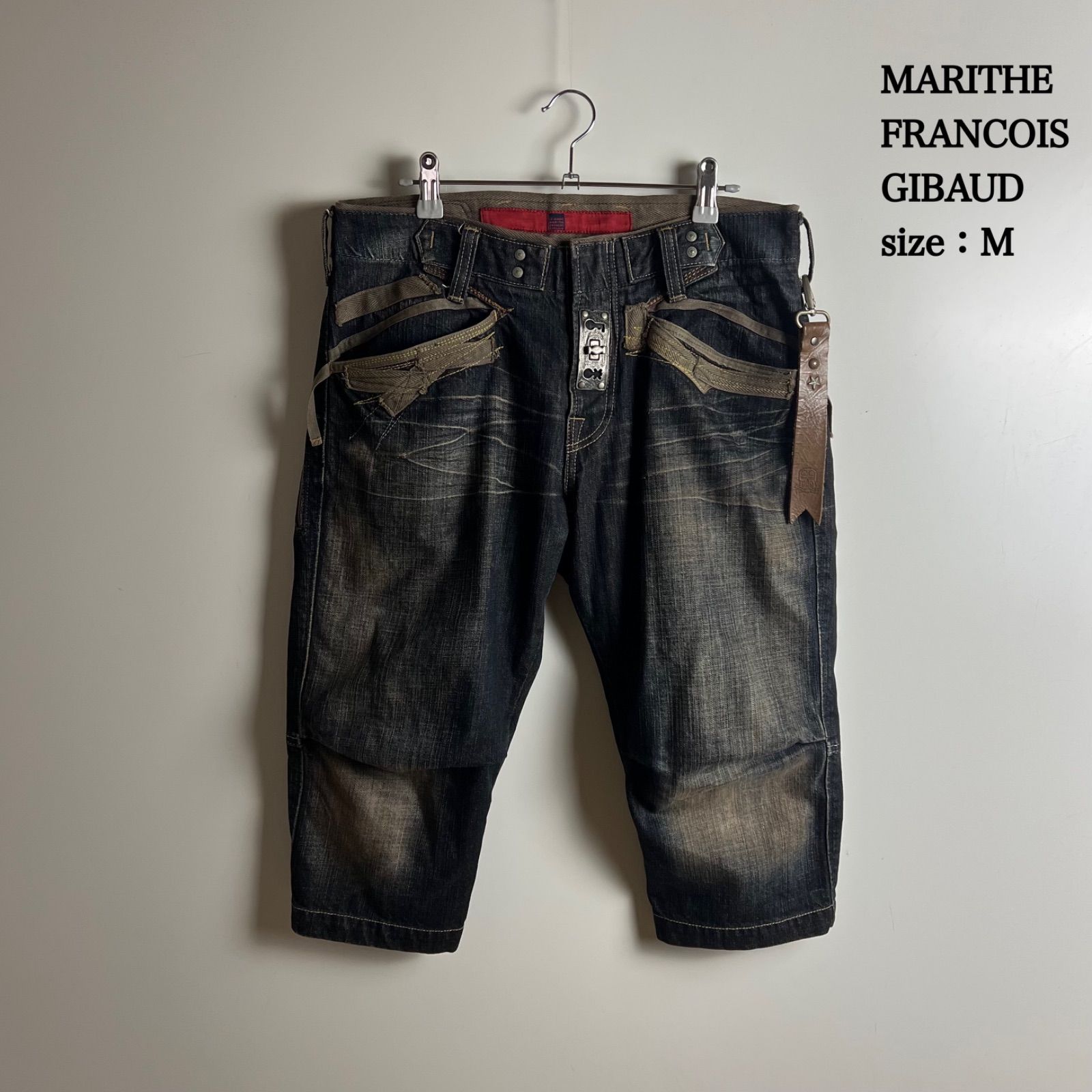 MARITHE FRANCOIS GIBAUD y2k archive gimmick 3D cropped denim M マリテフランソワジルボー ギミック 立体裁断 クロップド デニムパンツ アーカイブ y2k