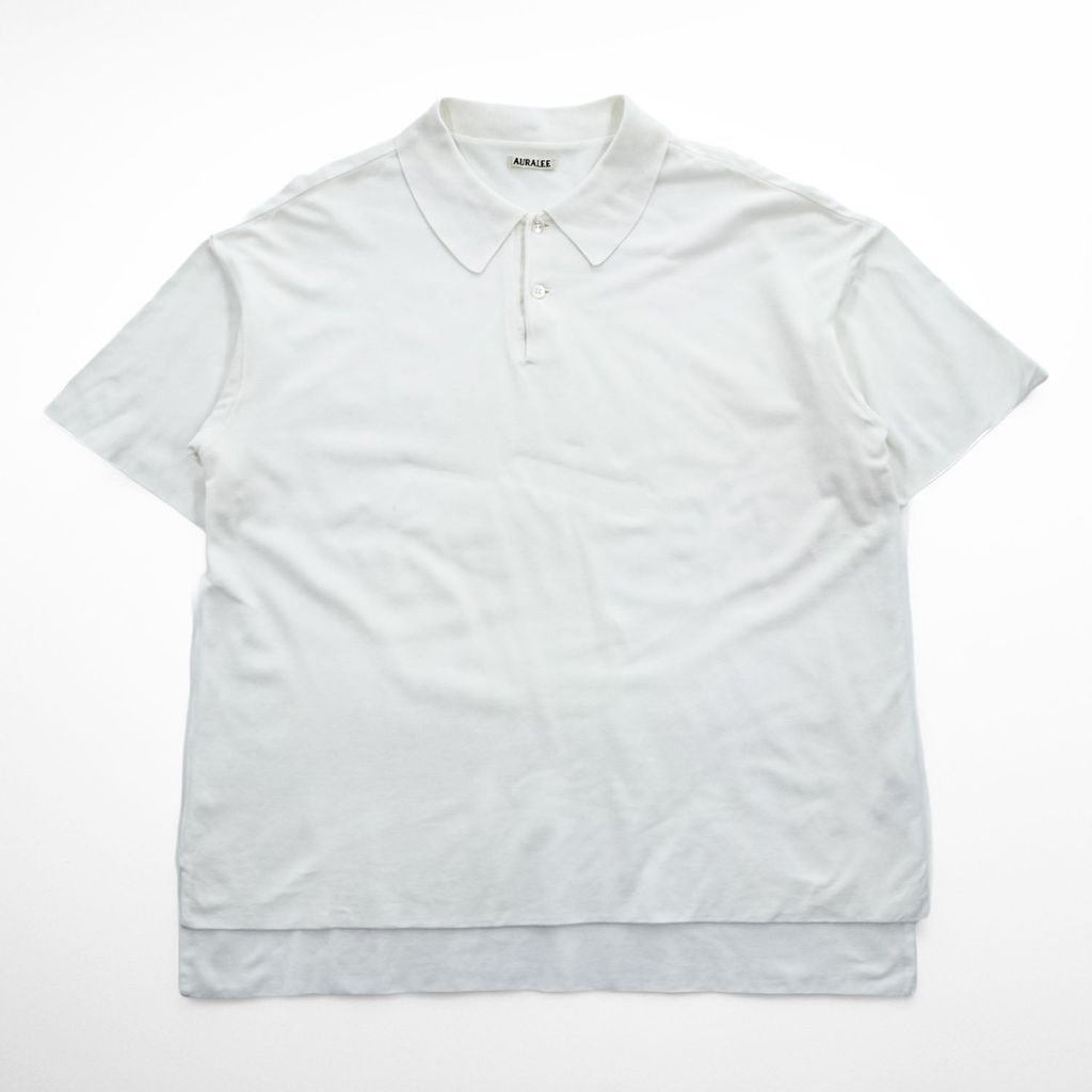 AURALEE 日本製 ポロシャツ 3 ホワイト PIQUE DOUBLE CLOTH POLO コットン A7SP01HK