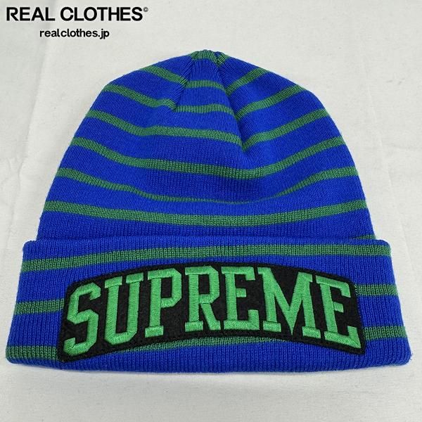Supreme/シュプリーム【14AW】Team Stripe Beanie ビーニー/ニット帽 ブルー×グリーン
