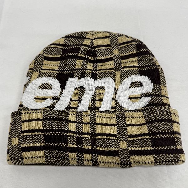Supreme/シュプリーム【23AW】Big Logo Beanie White Plaid ビーニー