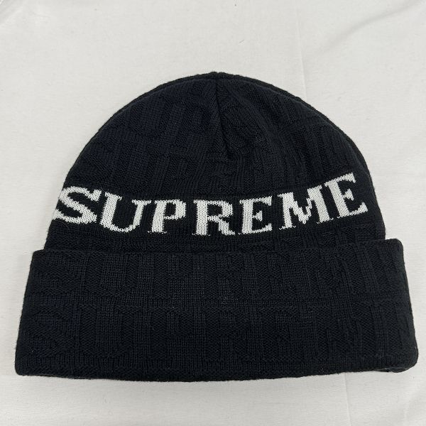 初期　USA製 Supreme ニット帽　ビーニー　シュプリーム　紙タグ　美品 Supreme/シュプリーム【14AW】Jacquard Logo Beanie ビーニー/ニット帽