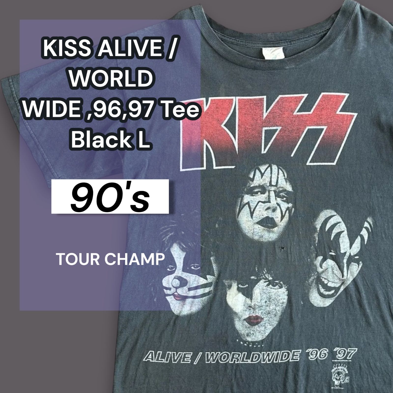 KISS ALIVE / WORLD WIDE ,96,97 Tee Black L
