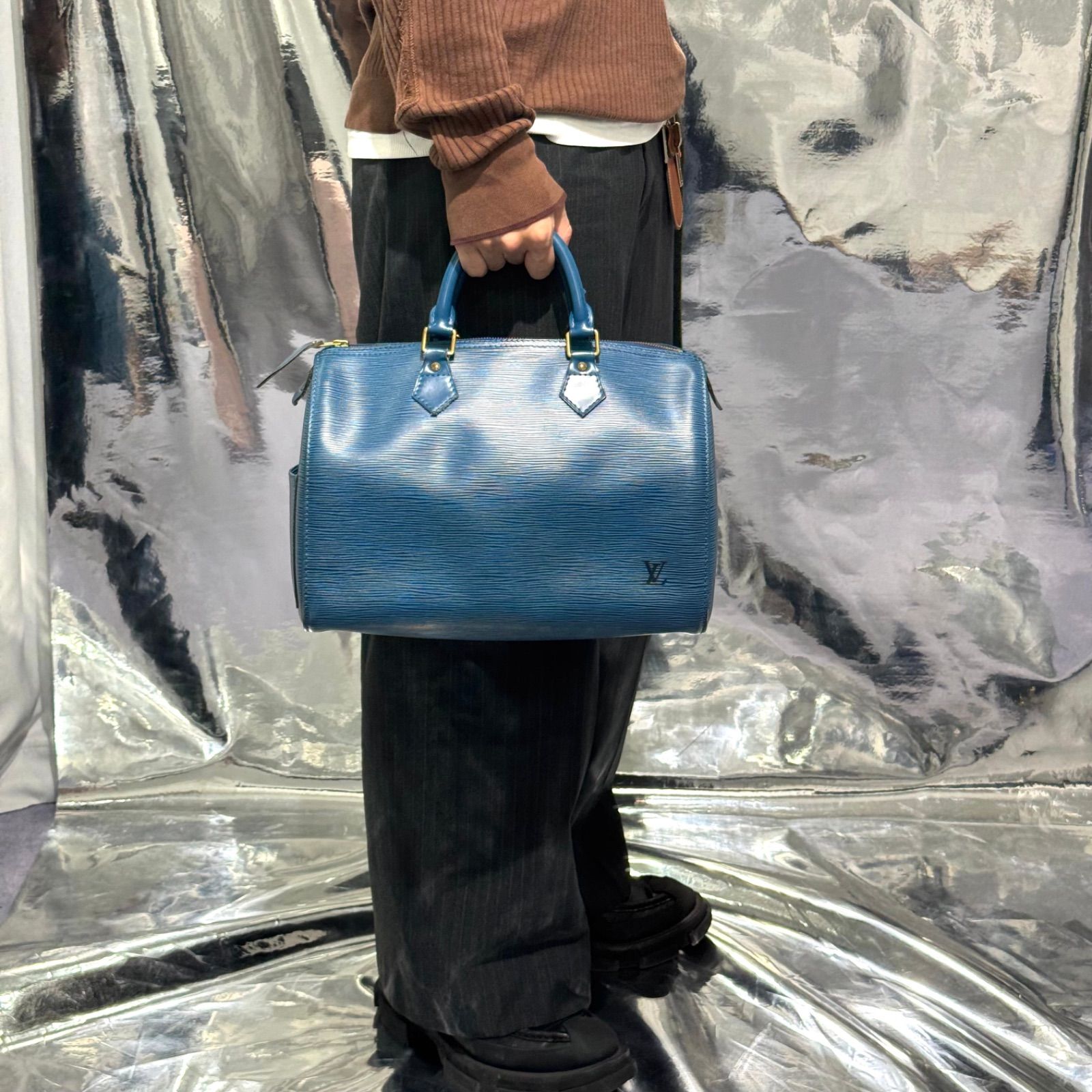 Louis Vuitton エピ スピーディ 35 ボストンバッグ ブルー レザー ルイ