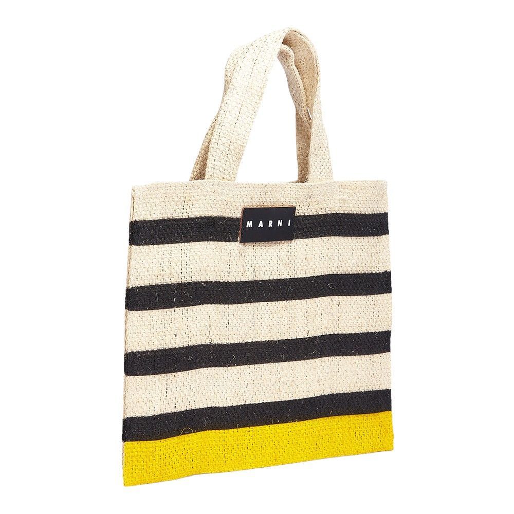 【良品✨】マルニ マーケット カナパ トートバッグ ストライプ ストロー 麻 マルニ バッグ MARNI ストローバッグ カナパ スモール SHMH0003M1
