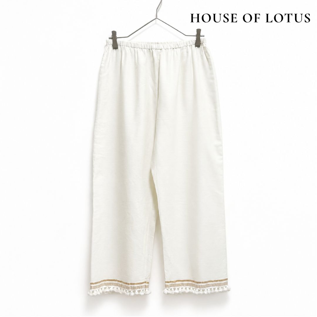 HOUSE OF LOTUS ハウスオブロータス イージーパンツ コットン タッセル ポンポン 裾ライン ゴールドライン ウエストゴム M A067