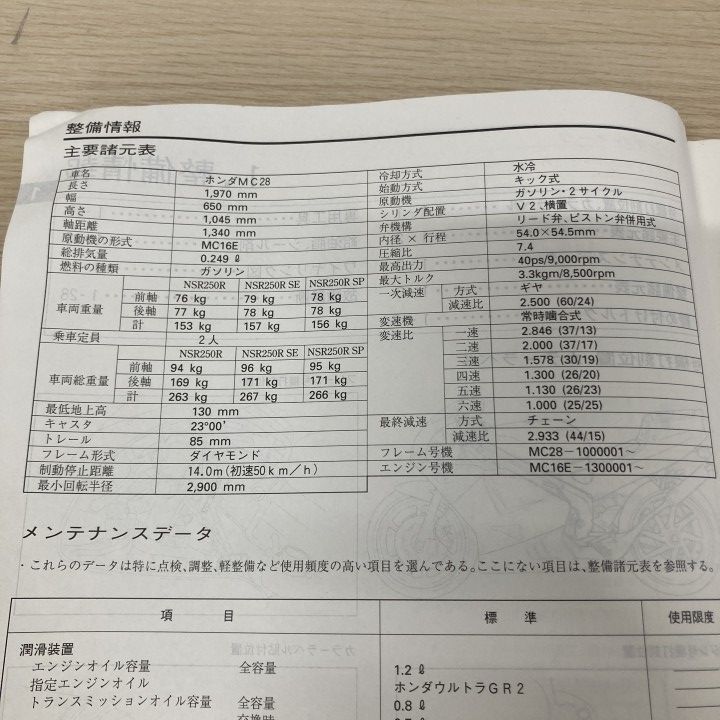○01)【1点限り!】HONDA サービスマニュアル NSR250R・SE・SP/ホンダ
