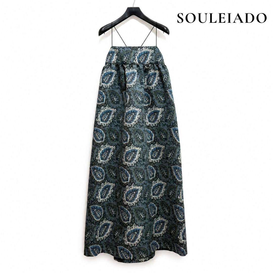 SOULEIADO ソレイアード ポリエステルプリント キャミソールワンピース