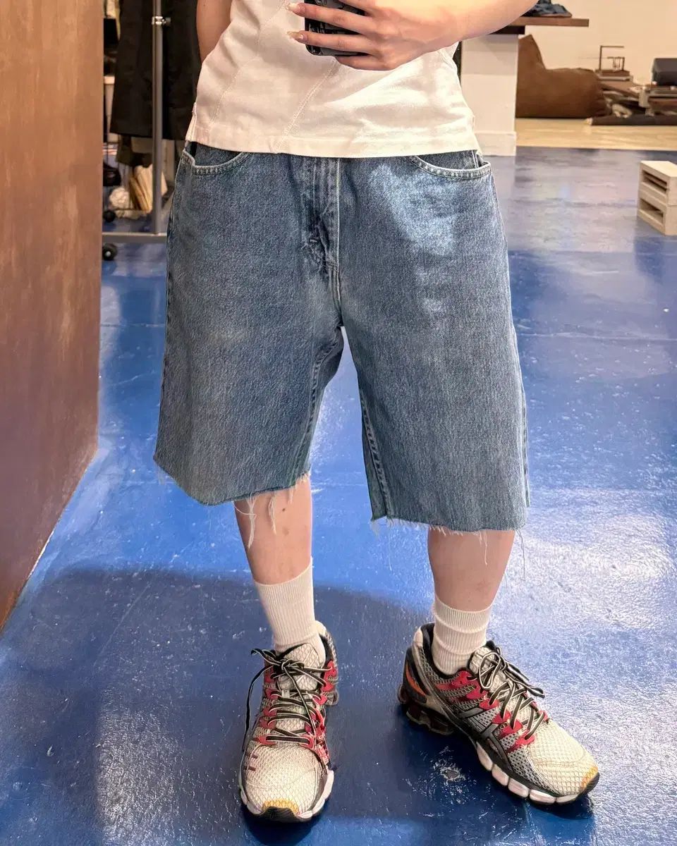 1990s Lee ダメージ デニム ハーフパンツ